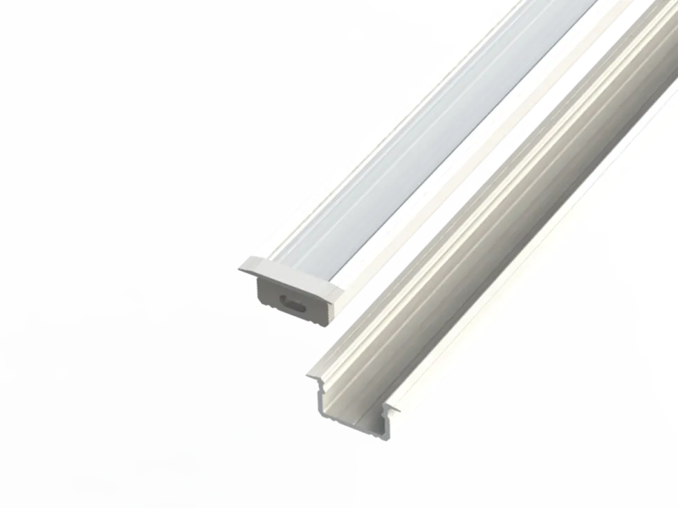 Aluminiumprofil 10mm - abgesenkt - L2020xB16xH9,8mm - Weiß + Abdeckung matt