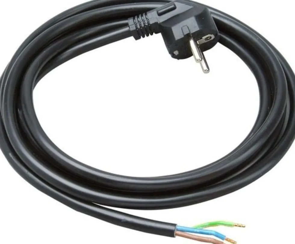 Anschlusskabel halogenfrei mit Winkelstecker - 2m - 3x 0,75mm2 - H05Z1Z1-F