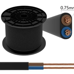 Anschlusskabel - 100m - 2x 0.75mm2 mit schwarzer Isolierung flach - H03VVH2-F 2G0.75