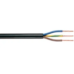 Anschlusskabel 3x 1.5mm2 mit schwarzer Isolierung rund - H05VV-F 3G1.5 - per Meter