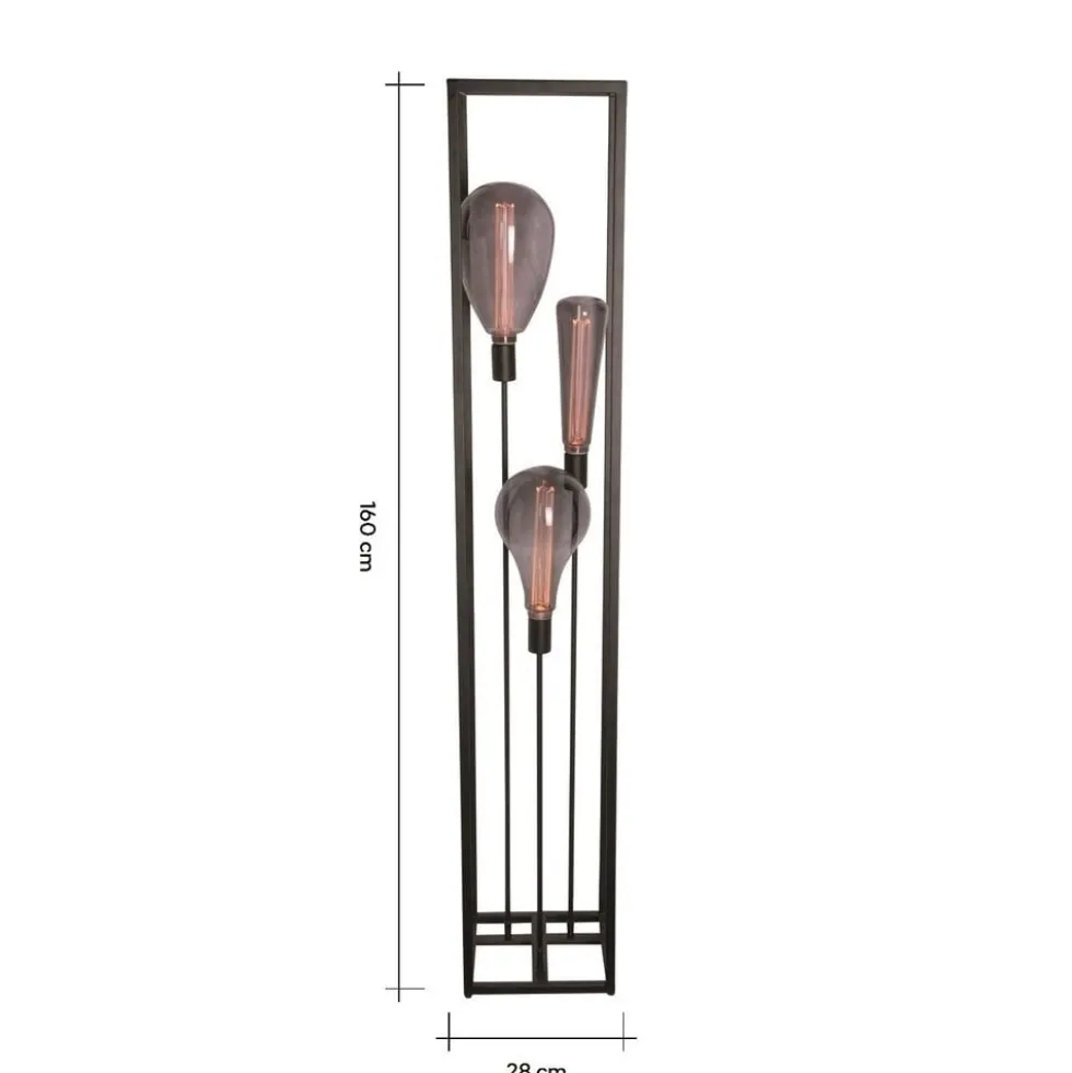 Bodenleuchte - Palco - 160cm - Schwarz - inkl. 3 LED Lampen