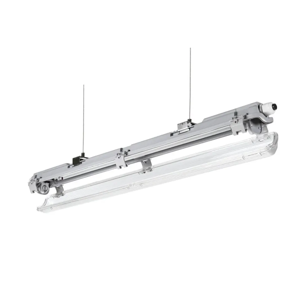 60cm LED Halterung IP65 + 1 Standard LED Leuchtstoffröhre 10W - 6000K 865 Tageslichtweiß - Komplettset