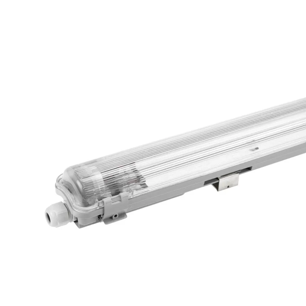 60cm LED Halterung IP65 + 1 Standard LED Leuchtstoffröhre 10W - 6000K 865 Tageslichtweiß - Komplettset