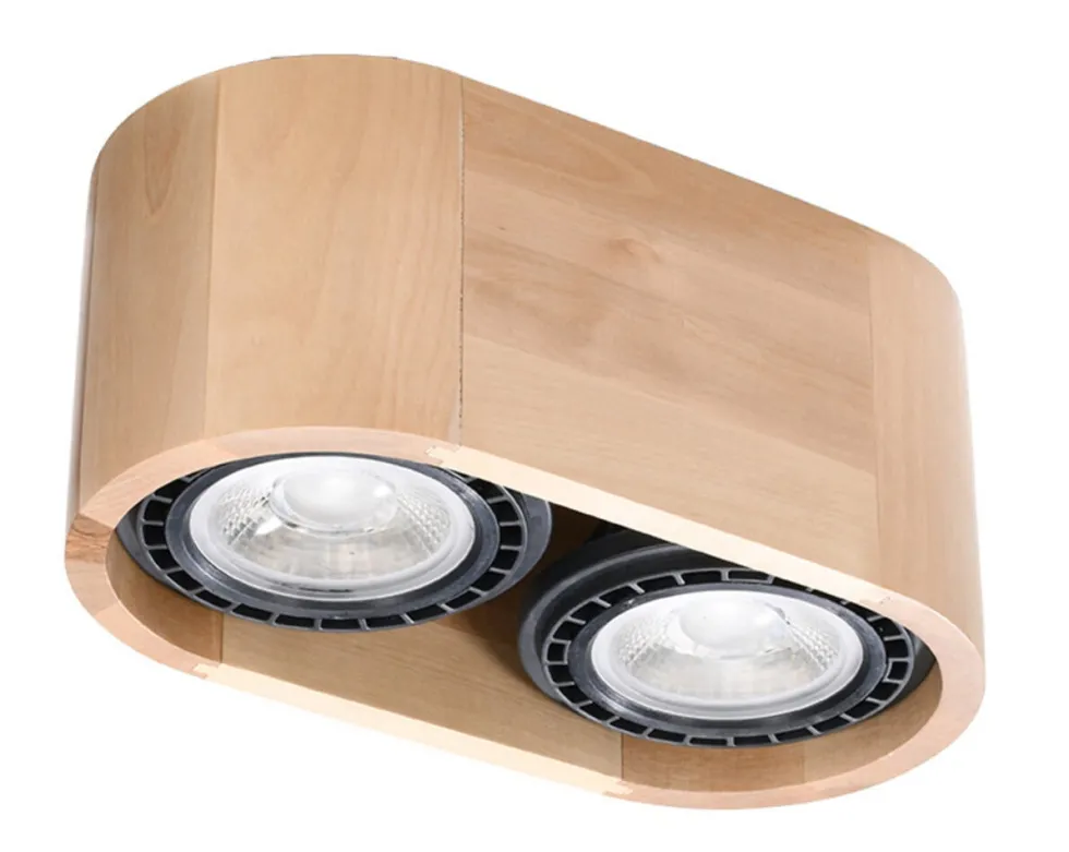 Deckenspot BASIC 2 Holz Natur - 2x GU10 / ES111 - max. 2x40W - exkl. LED's