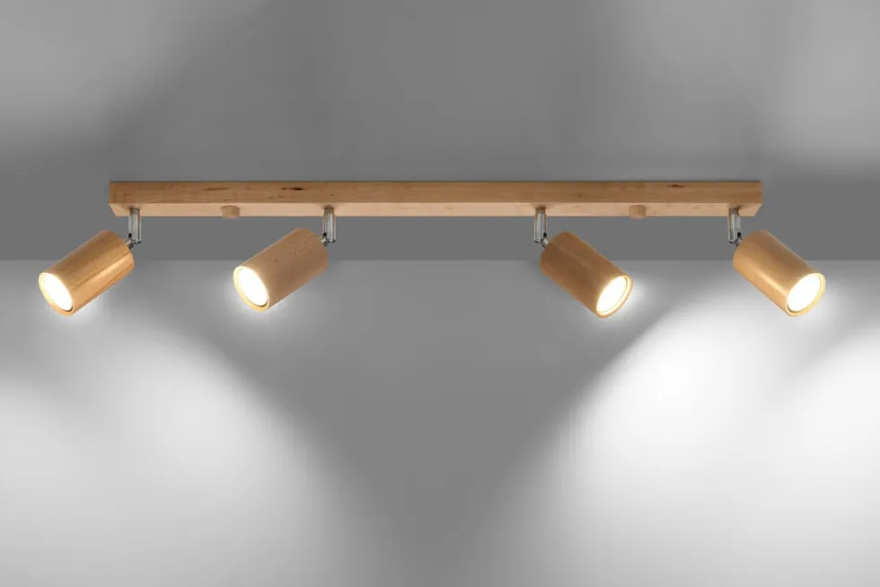 Deckenspot BERG 4 Holz Natur - 4x GU10 Fassung - max. 4x40W - exkl. LED's