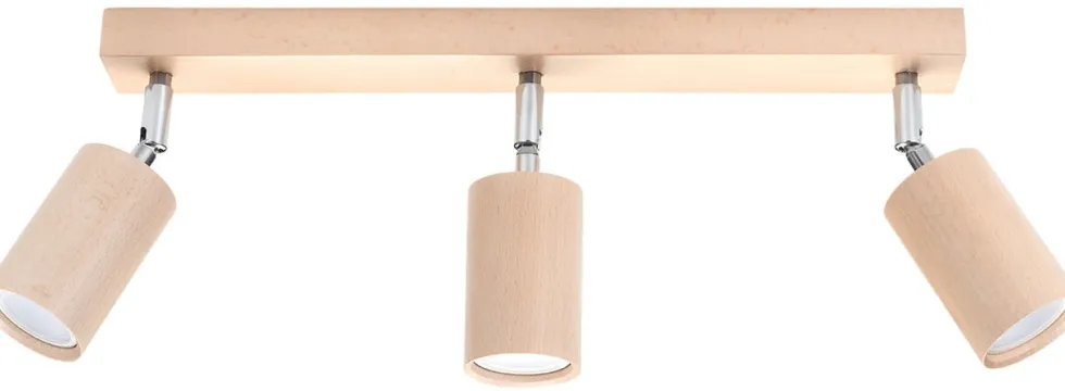 Deckenspot BERG 3 Natur Holz - 3x GU10 Fassung - max. 3x40W - exkl. LED's