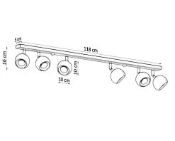 Deckenspot OCULARE 6L Schwarz - 6x GU10 Fassung - max. 6x40W - exkl. LED's