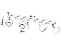 Deckenspot OCULARE 4L Schwarz - 4x GU10 Fassung - max. 4x40W - exkl. LED's