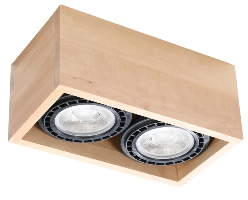 Deckenspot QUATRO 2 Holz Natur - 2x GU10 / ES111 - max. 2x40W - exkl. LED's