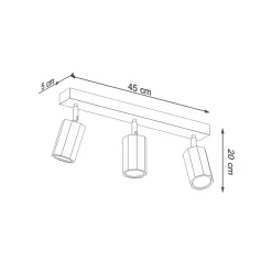 Deckenspot ZEKE 3 Eiche - 3x GU10 Fassung - max. 3x40W - exkl. LED's
