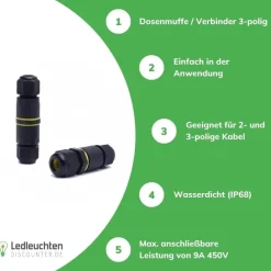 Dosenmuffe Verbinder IP68 - Wasserdicht - 2- und 3-polig 0.5 - 1 mm²
