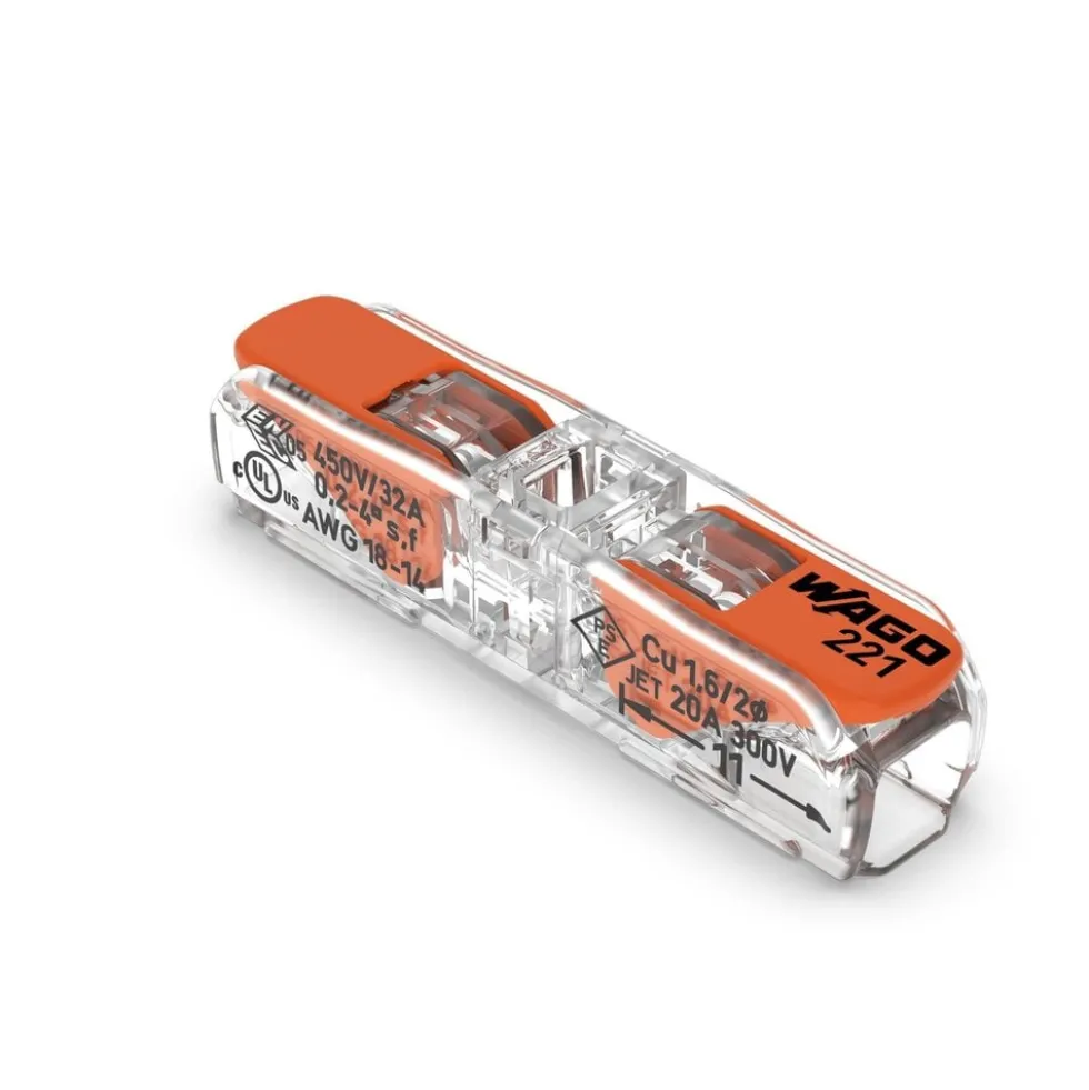 Durchgangsklemme transparent 1-polig - 0,2 bis 4mm Drähte - 60 Stück