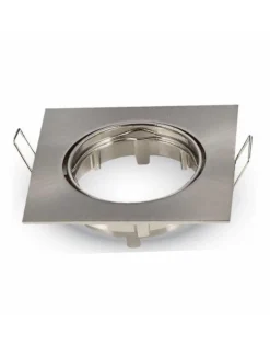 Einbauspot quadratisch – gebürsteter Stahl – schwenkbar – Einbaumaß 74 mm – Außenmaß 82 mm – 1 Stück