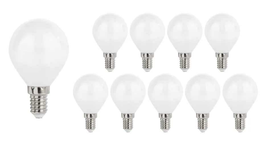 10er Pack - E14 LED Lampen - Typ G45 - 4,9W 470lm - Lichtfarbe optional
