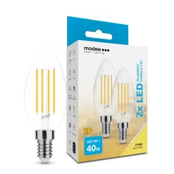 2er-Pack LED Fadenlampe Kerze - E14 C35 4W - 2700K Warmweiß