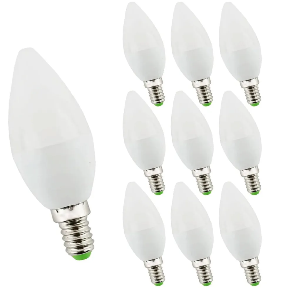 10er Pack - LED Lampe E14 - C37 6W entspricht 40-60W - 3000K Warmweiß