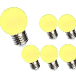 6er Pack - LED Lampe E27 - G45 1W gelbes Licht
