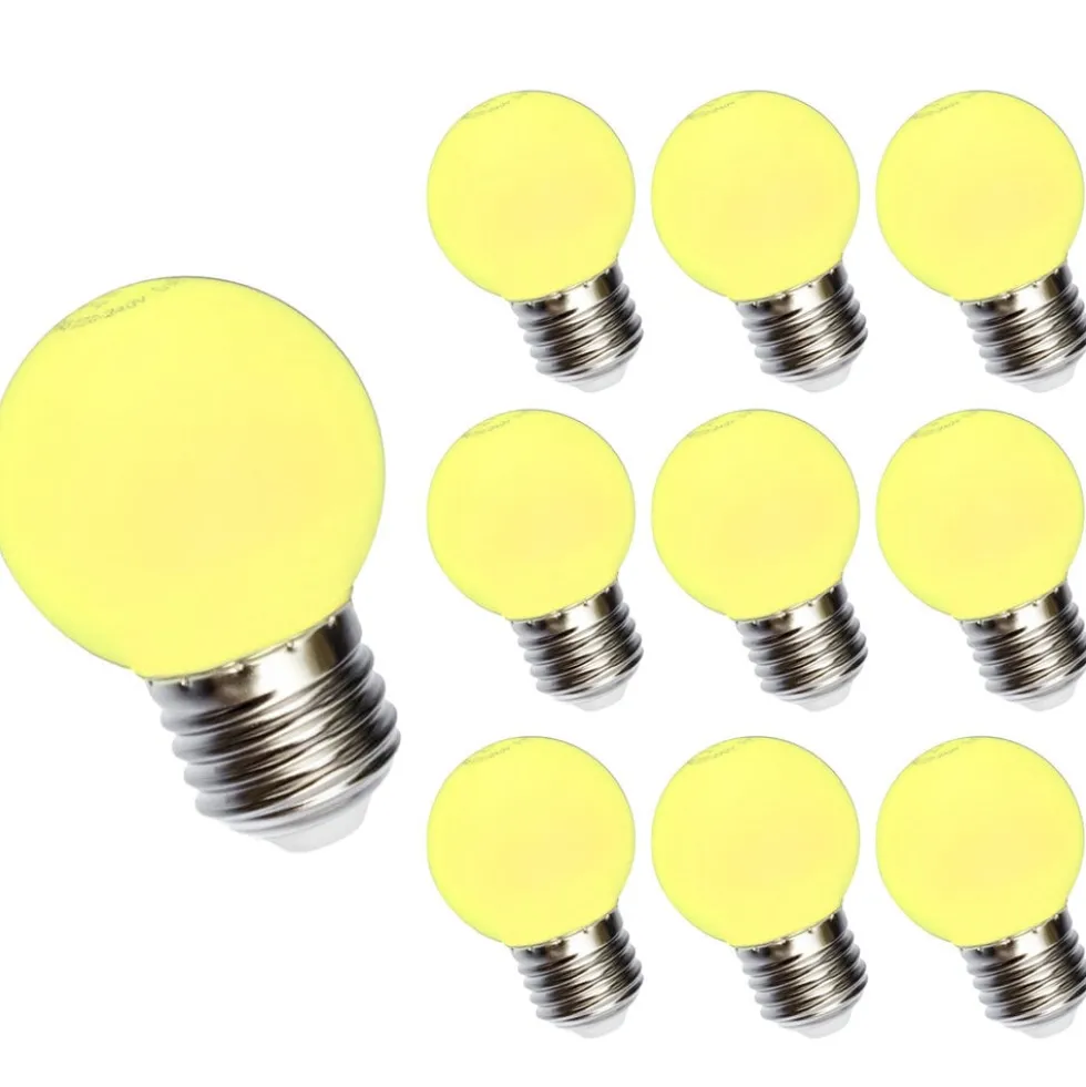 10er Pack - LED Lampe E27 - G45 1W gelbes Licht
