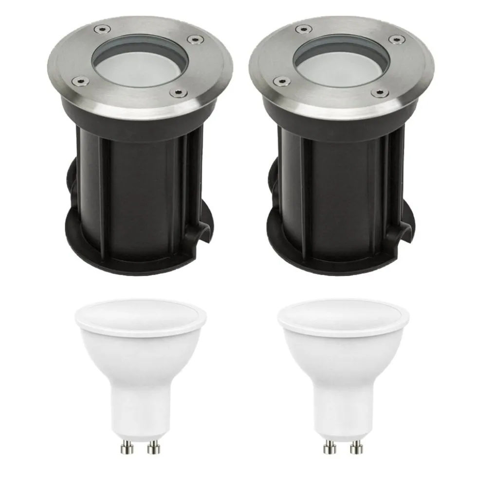 2er Set LED Bodenspot Außenbereich - 2x 4W - 3000K - IP67