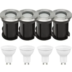 4er Set LED Bodenspot Außenbereich - 4x 4W - 3000K - IP67