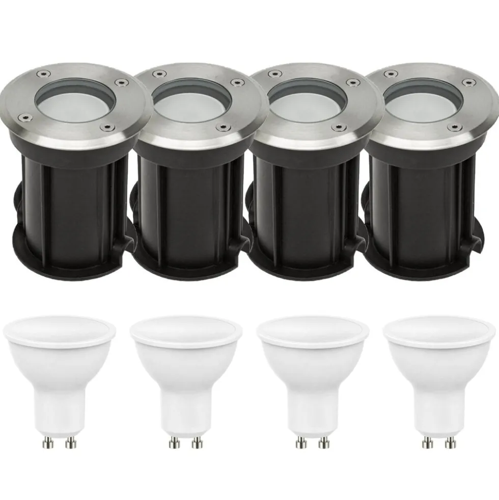 4er Set LED Bodenspot Außenbereich - 4x 4W - 3000K - IP67
