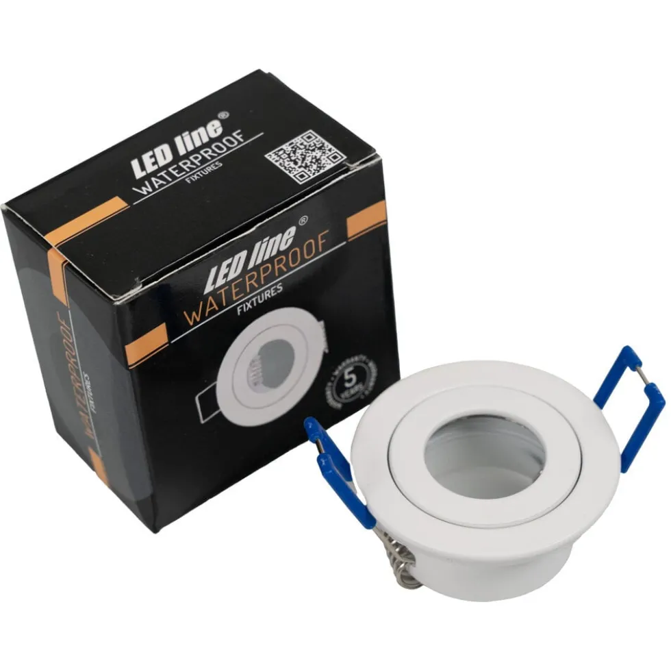 GU11 / MR11 Spot Einbaurahmen 45 mm - Außengröße 55 mm - Weiß - rund - wasserdicht IP44