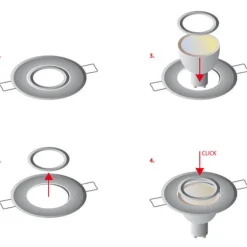 GU11 / MR11 Spot Einbaurahmen 45 mm - Außengröße 55 mm - Weiß - rund - wasserdicht IP44