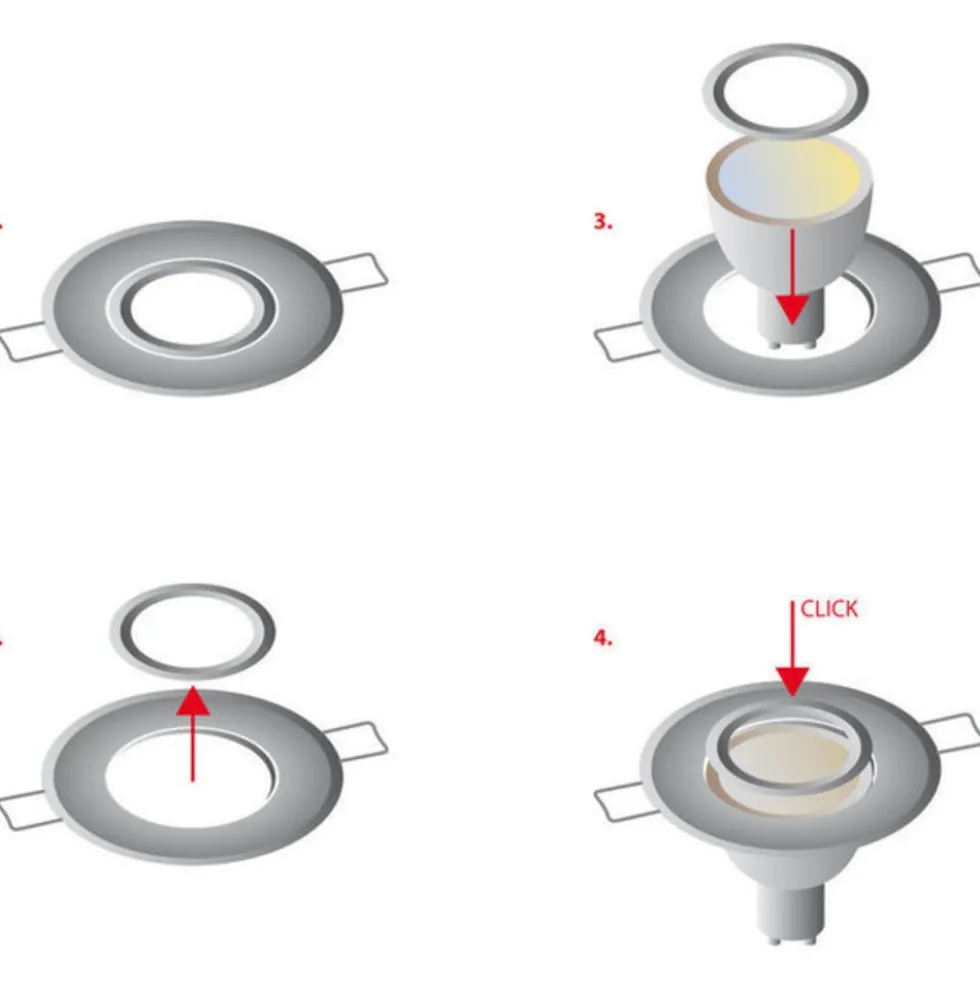 GU11 / MR11 Spot Einbaurahmen 45 mm - Außengröße 55 mm - Weiß - rund - wasserdicht IP44