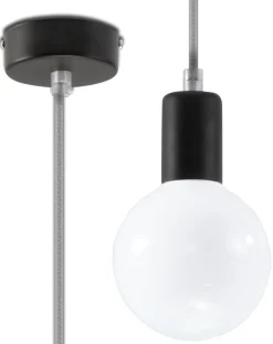 Hängeleuchte EDISON Grau - 1x E27 Fassung - max. 60W - exkl. LED's