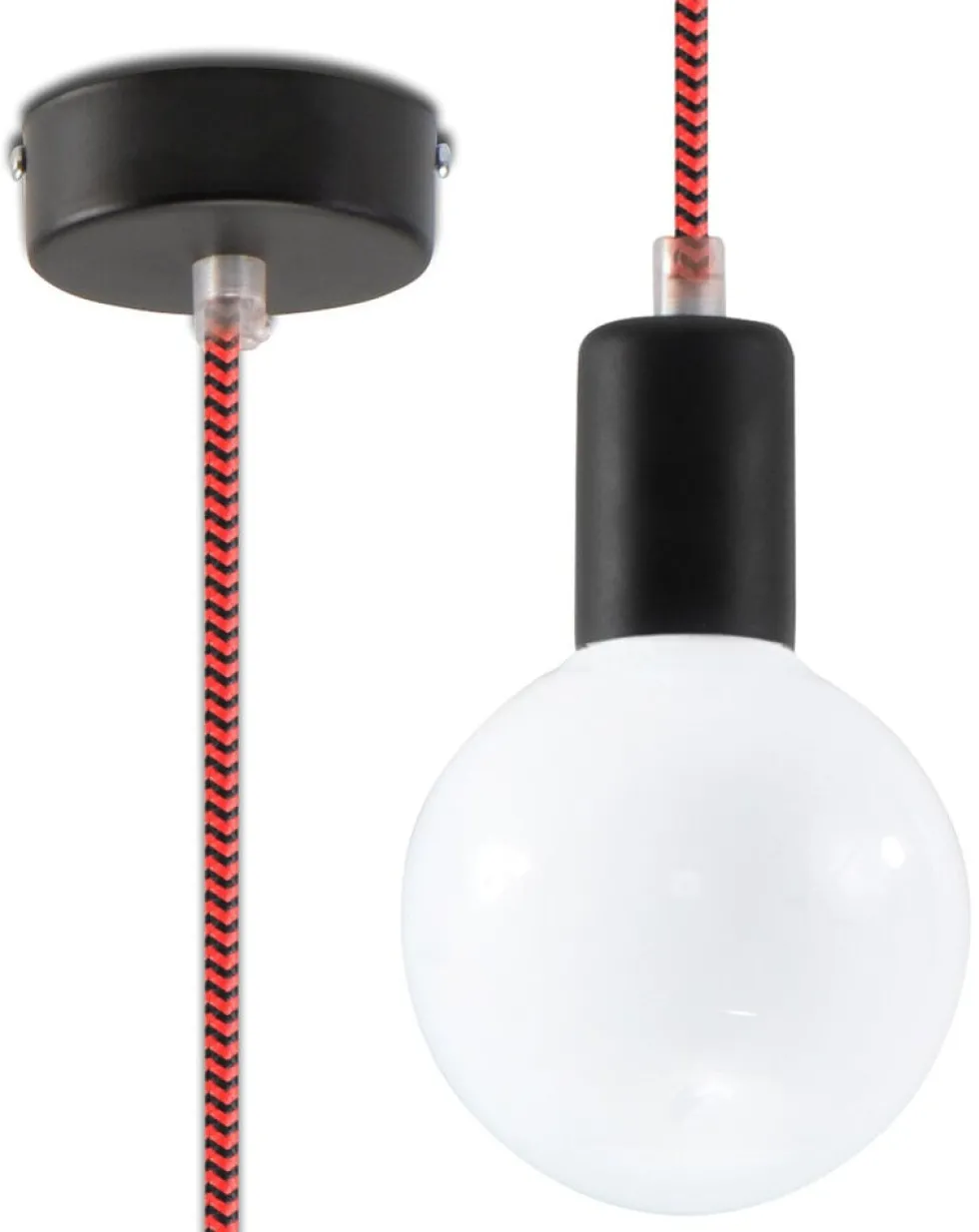 Hängeleuchte EDISON Schwarz & Rot - 1x E27 Fassung - max. 60W - exkl. LED's