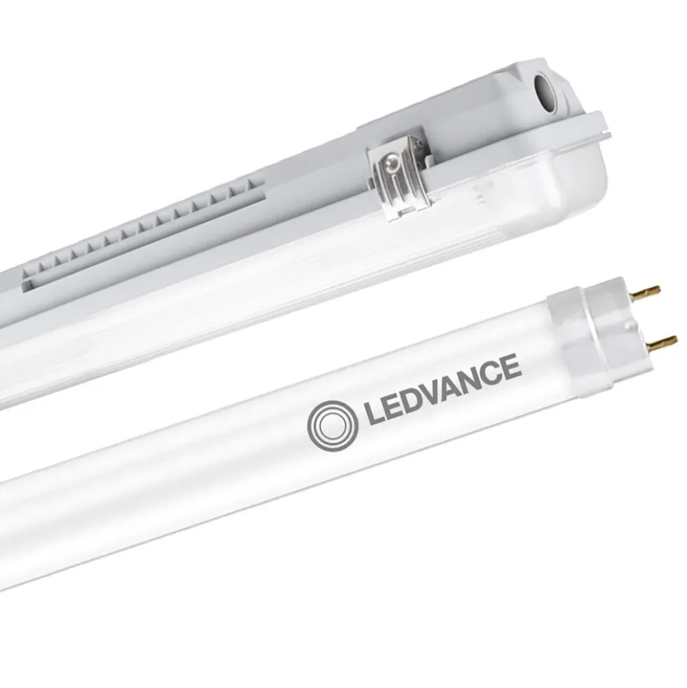 Komplettset - 150cm Doppelfassung - IP65 Feuchtraum -Wannenleuchte + 2 x 25W LED Leuchtstoffröhren 6000K - 865 - Tageslichtweiß