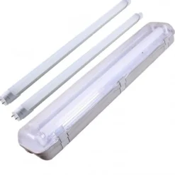 Komplettset - 150cm Doppelfassung - IP65 Feuchtraum -Wannenleuchte + 2 x 25W LED Leuchtstoffröhren 4000K - 840 - Neutralweiß