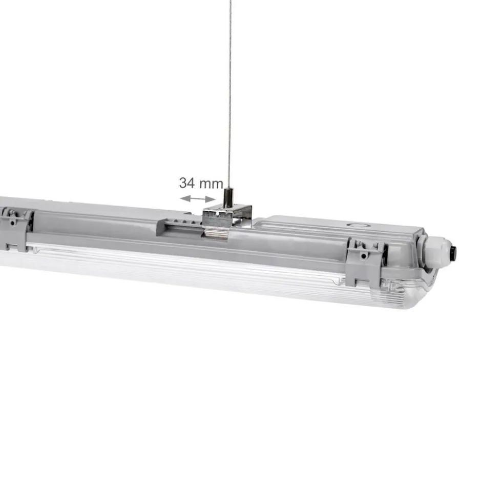 Komplettset - 120cm Doppelfassung - IP65 Feuchtraum - Wannenleuchte + 2 x 18W LED Leuchtstoffröhren - 6000K - 865 - Tageslichtweiß