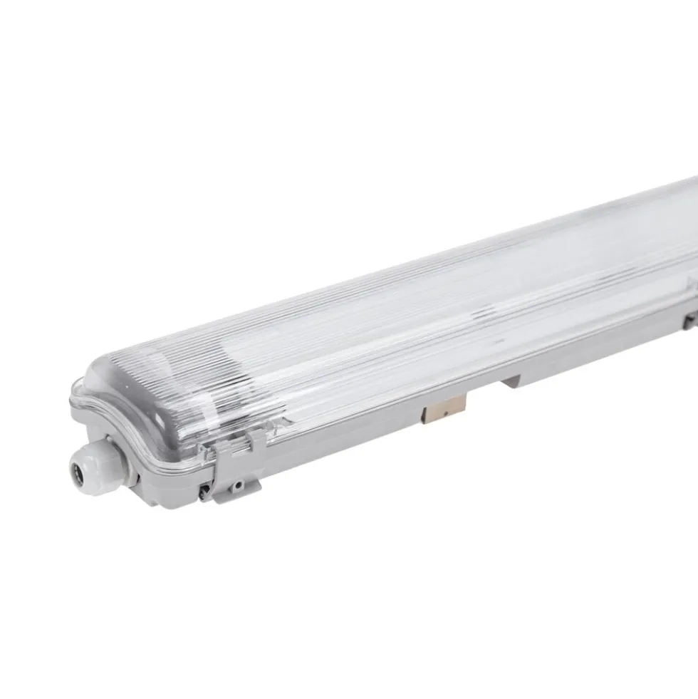 Komplettset - 120cm Doppelfassung - IP65 Feuchtraum - Wannenleuchte + 2 x 18W LED Leuchtstoffröhren - 6000K - 865 - Tageslichtweiß