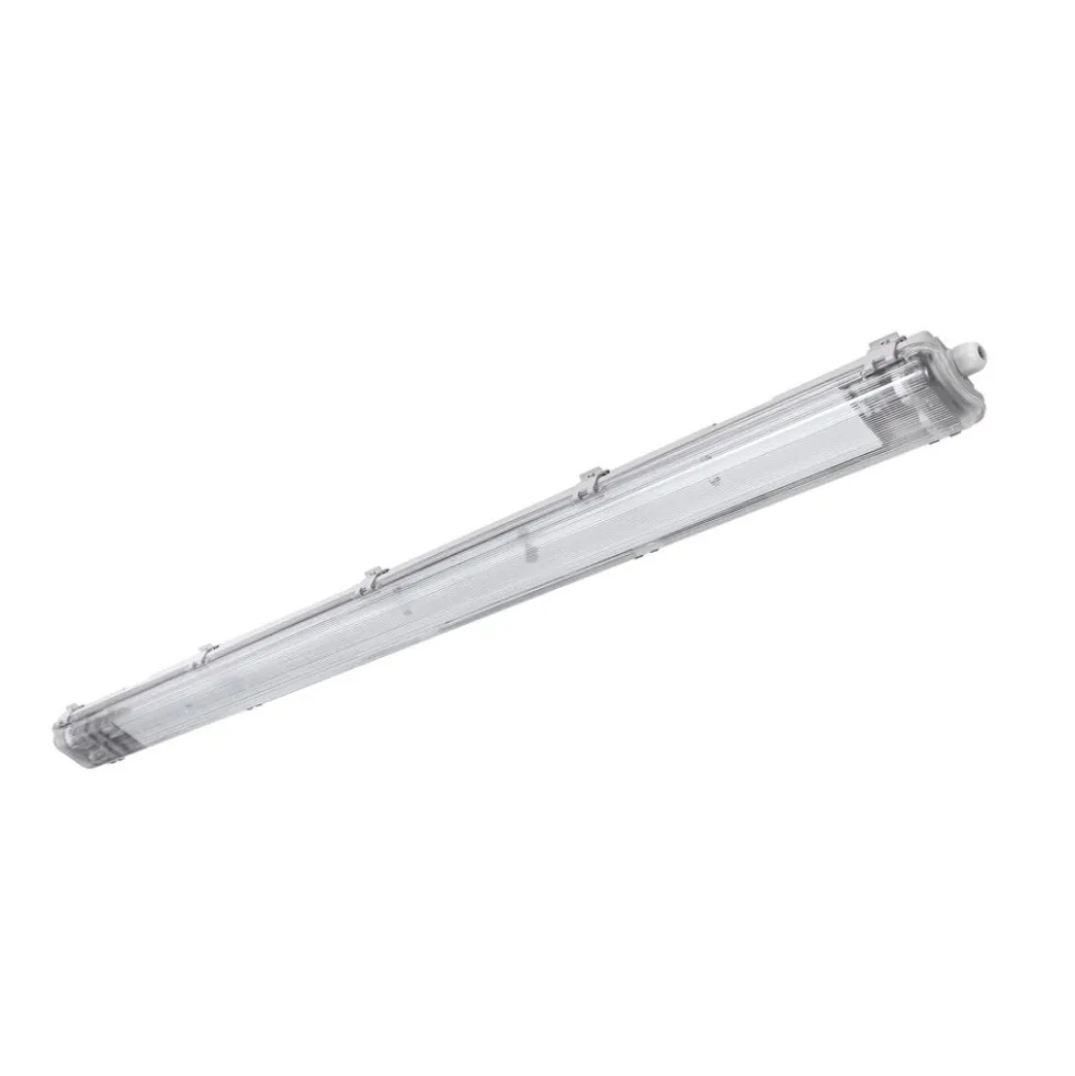 Komplettset - 120cm Doppelfassung - IP65 Feuchtraum - Wannenleuchte + 2 x 18W LED Leuchtstoffröhren - 6000K - 865 - Tageslichtweiß