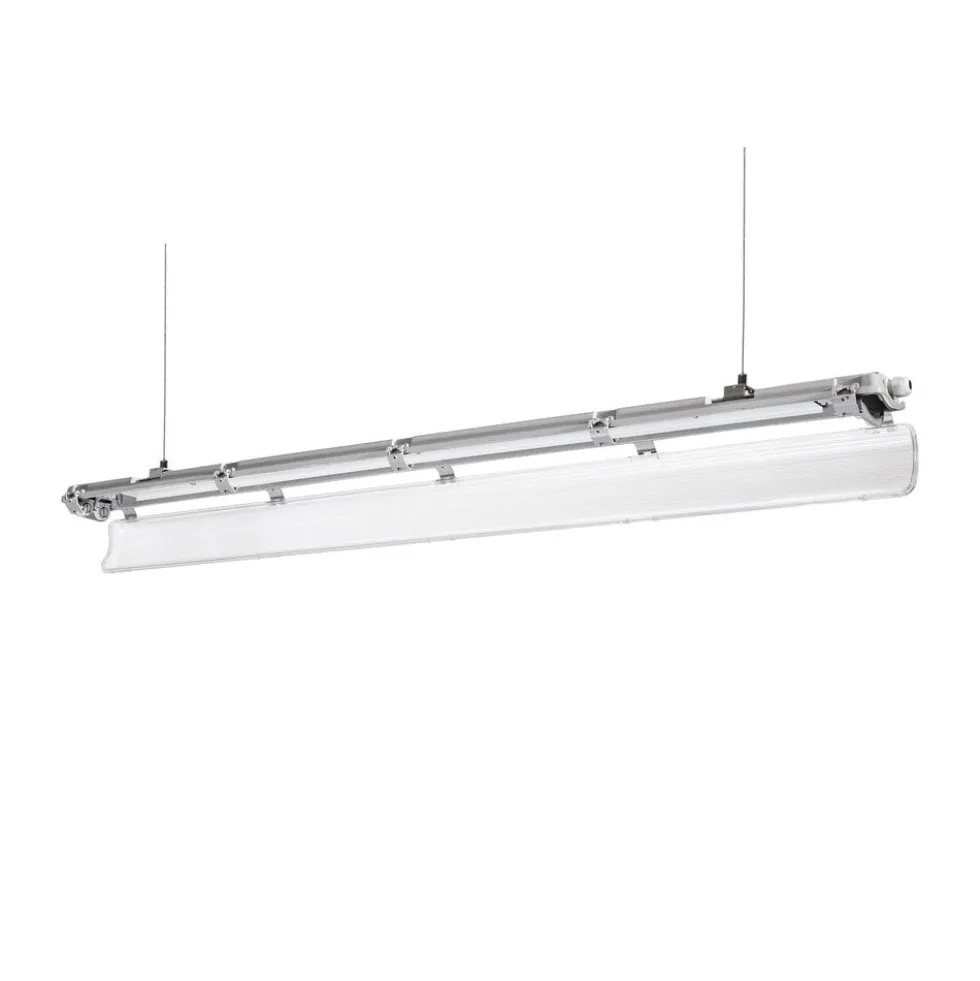 Komplettset - 120cm Doppelfassung - IP65 Feuchtraum - Wannenleuchte + 2 x 18W LED Leuchtstoffröhren - 6000K - 865 - Tageslichtweiß