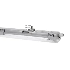 Komplettset - 120cm Doppelfassung - IP65 Feuchtraum - Wannenleuchte + 2 x 18W LED Röhren 4000K - 840 - Neutralweiß - Komplett