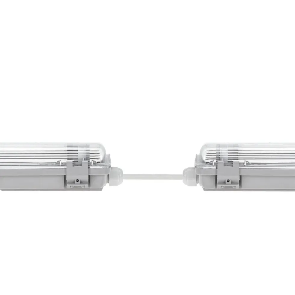 Komplettset - 120cm Doppelfassung - IP65 Feuchtraum - Wannenleuchte + 2 x 18W LED Röhren 4000K - 840 - Neutralweiß - Komplett