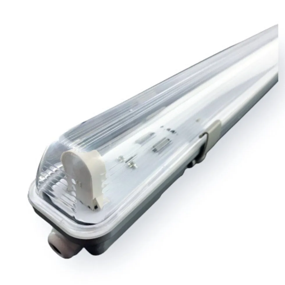 Komplettset - 150cm Einzelfassung - IP65 Feuchtraum -Wannenleuchte + 25W LED Leuchtstoffröhre 6000K - 865 - Tageslichtweiß - Komplett