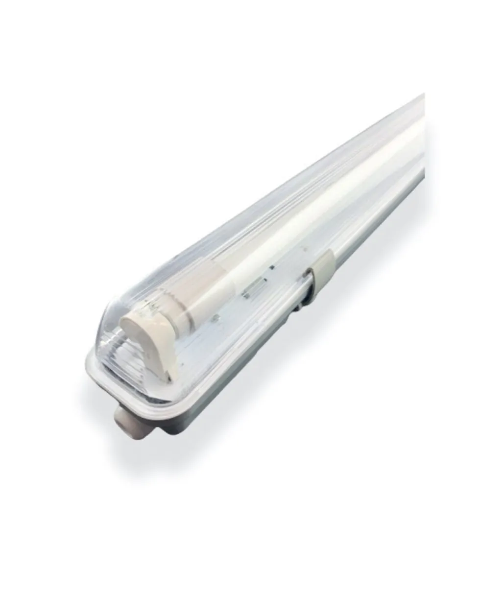 Komplettset - 120cm Einzelfassung - IP65 Feuchtraum -Wannenleuchte + 18W LED Leuchtstoffröhre 4000K - 840 - Neutralweiß