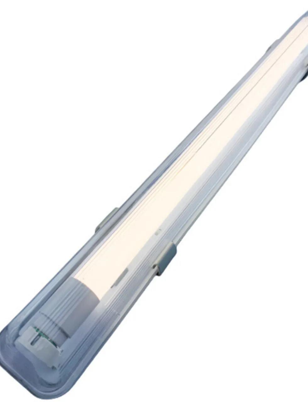 Komplettset - 120cm Einzelfassung - IP65 Feuchtraum -Wannenleuchte + 18W LED Leuchtstoffröhre 4000K - 840 - Neutralweiß