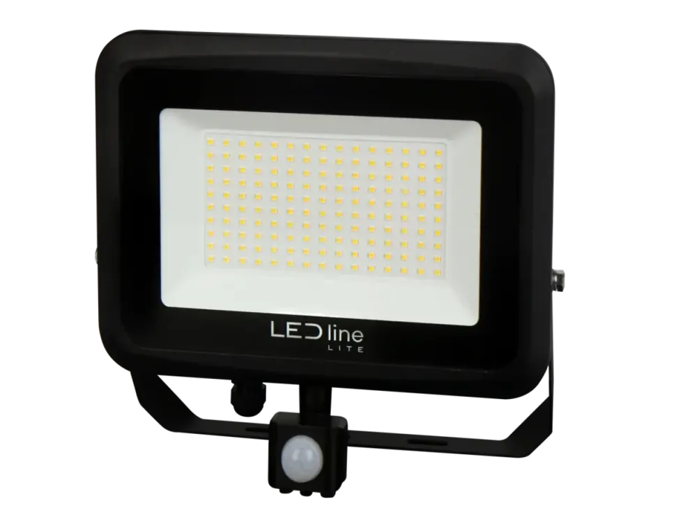 LED-Außenleuchte - Schwarz - Floodlight Strahler IP65 - 100W 10.000Lm - 4000K 840 Kaltweiß | Bewegungsmelder - 3 Jahr Garantie - Ersetzt 250W