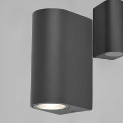 LED Außenwandleuchte Halbrund 2×GU10 IP44 – Anthrazit – Modern