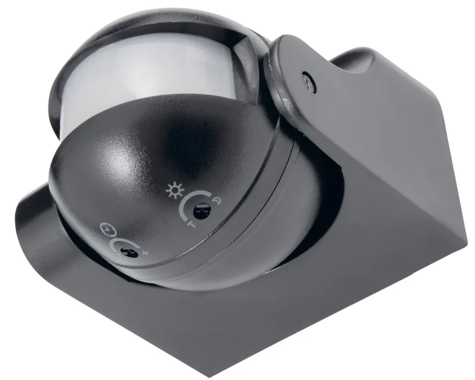 LED Bewegungssensor IP44 Schwarz . 180° - PIR infrarot Bewegungsmelder - 230V max. 300W