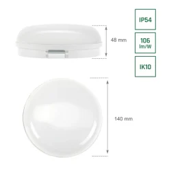 LED Deckenlampe rund - 8W 4000K - IP54 spritzwassergeschützt