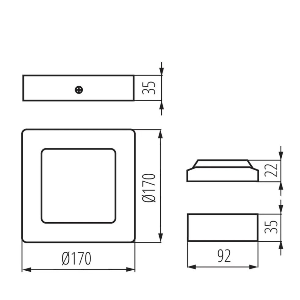 LED Deckenleuchte Schwarz KANTI 12W - Lichtfarbe optional