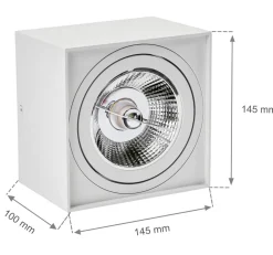 LED Deckenspot - AR111 GU10 230V - matt Weiß viereckig - exkl. LED Spot