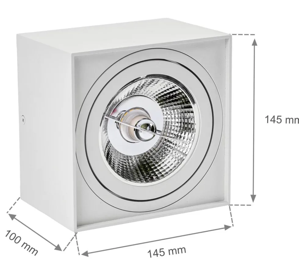 LED Deckenspot - AR111 GU10 230V - matt Weiß viereckig - exkl. LED Spot