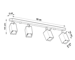 LED Deckenspot Grau MERIDA - 4 x GU10 Fassung - exkl. LED's