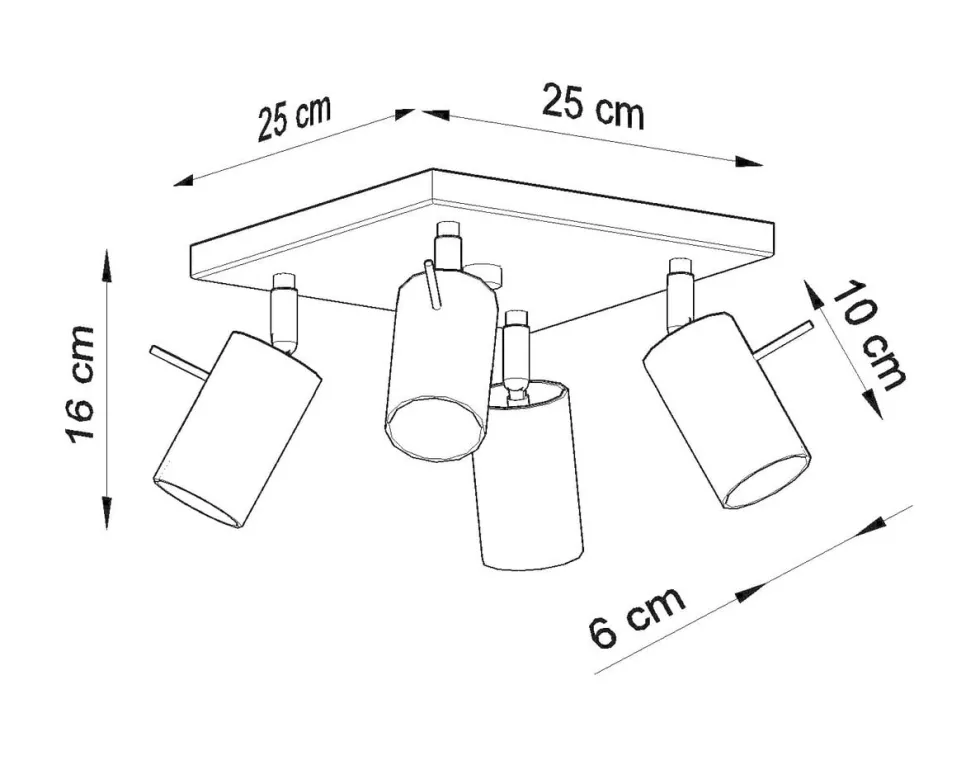 LED Deckenspot Grau RING - 4 x GU10 Fassung - exkl. LED's